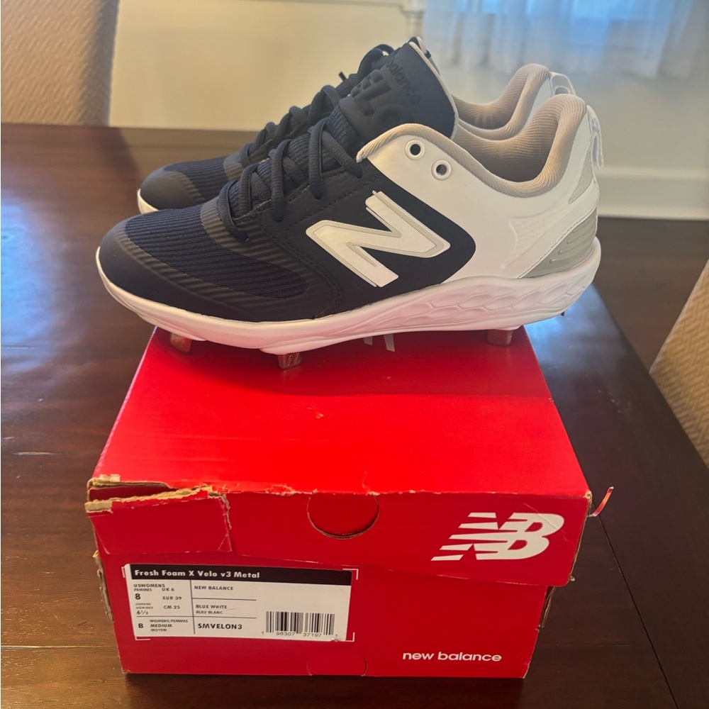 New Balance Black and White Fresh Foam X Velo v3 Metal Baseball Cleats